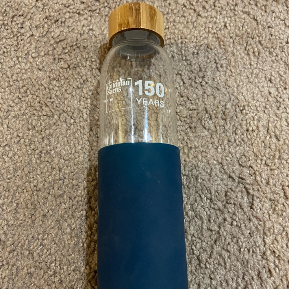 18oz Goldman Sachs 150 yr anniversary glass water bottle